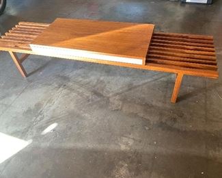 Vtg Brown Saltman mid century modern table flat bench ( very good condition ) 