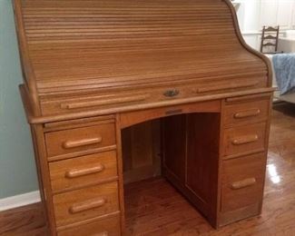 Antique S Curve Roll Top Desk with Key