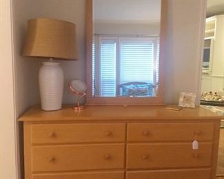 Ethan Allen Maple Dresser with 6 Drawers and Mirror - is still available.
The White Lamp has SOLD.