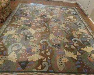 Susan Sargent 100% wool - 96" x 132" (8ft x 11ft) "River Fish"