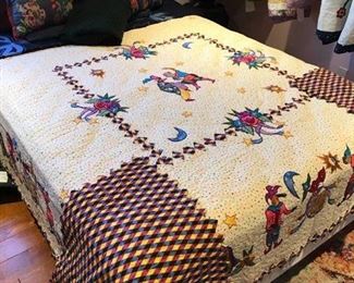 Harlequin hand stitched king quilt