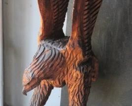 2 Hand Carved Wood American Eagles