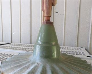 Vintage Green Porcelain Enamel Hanging Industrial Gas Station Light 