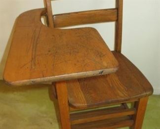 Vintage Solid Oak Student Desk Chair