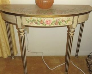 Hand Painted Demilune Console Table