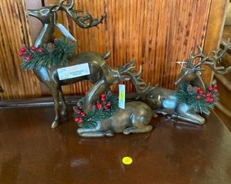 Hallmark Decorative Deer with Wreaths - Set of 3 