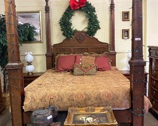 Antique Four Post Bed - Modified Queen