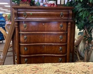 Pulaski Antique Dresser and 2 Night Stands with Lionhead Handles and Claw Feet