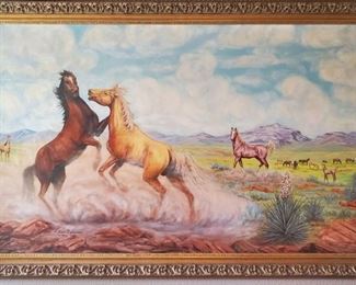 Large Oil on Canvas Dude Larsen Battle Mountain