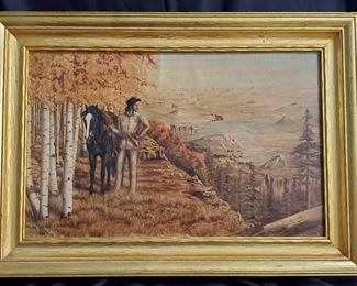 1946 Red Rock Desert Oil Painting The Scout Dot Larsen Black Birch Canyon Utah