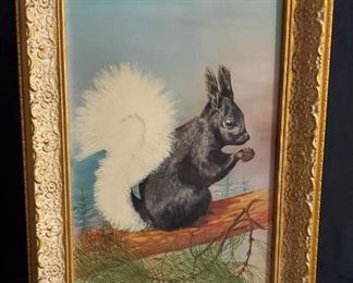 KAIBAB-SQUIRREL Dot Larsen Oil Painting  22x14	w/ frame 20x22