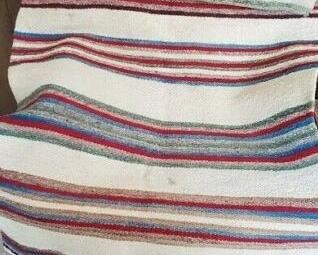 1940's Horse Saddle Blanket Stripes with Teal Red Blue Southwestern Design