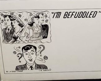 Large Hand drawn Art Story Board L.H. Dude Larsen and Hoke Denetsosie Postcard Cartoon - approx size Rare 15 x 20