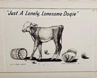 Large Hand drawn Art Story Board L.H. Dude Larsen and Hoke Denetsosie Postcard Cartoon - approx size Rare 15 x 20