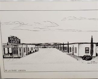 Large Hand drawn Art Story Board L.H. Dude Larsen and Hoke Denetsosie Postcard Cartoon - approx size Rare 15 x 20