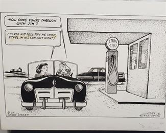 Large Hand drawn Art Story Board L.H. Dude Larsen and Hoke Denetsosie Postcard Cartoon - approx size Rare 15 x 20