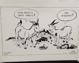 Large Hand drawn Art Story Board L.H. Dude Larsen and Hoke Denetsosie Postcard Cartoon - approx size Rare 15 x 20