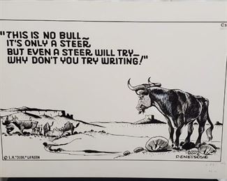 Large Hand drawn Art Story Board L.H. Dude Larsen and Hoke Denetsosie Postcard Cartoon - approx size Rare 15 x 20