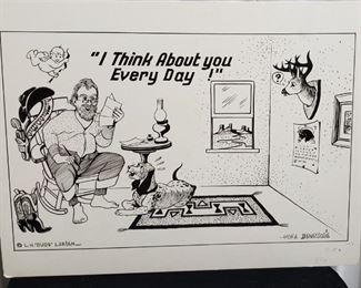 Large Hand drawn Art Story Board L.H. Dude Larsen and Hoke Denetsosie Postcard Cartoon - approx size Rare 15 x 20