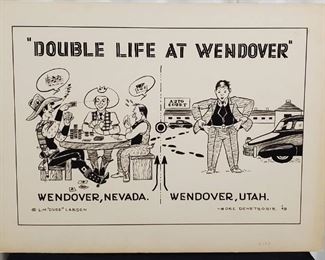 Large Hand drawn Art Story Board L.H. Dude Larsen and Hoke Denetsosie Postcard Cartoon - approx size Rare 15 x 20