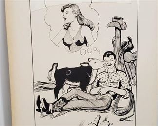 Large Hand drawn Art Story Board L.H. Dude Larsen and Hoke Denetsosie Postcard Cartoon - approx size Rare 15 x 20