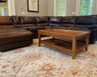 Leather sectional & coffee table