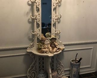 Very unique wrought iron hall tree