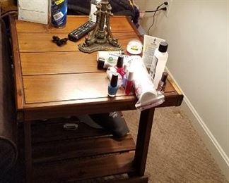 Oak end tables and lamps