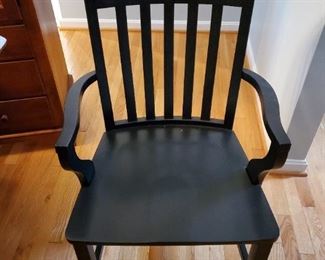 POTTERY BARN Black slat back dining chairs