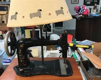 Retrofitted Singer Sewing machine lamp.