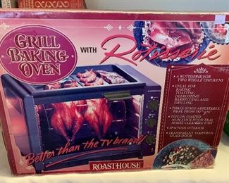 Roasthouse grilling baking oven with rotisserie