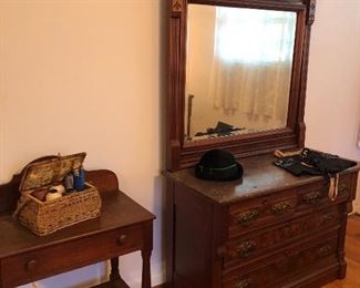 Antique Black Walnut Dresser with Mirror $500