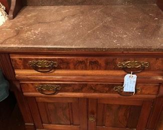 Antique Black Walnut Dresser with Marble top  $350