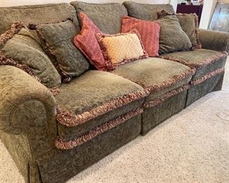 Custom sofa with frilly piping