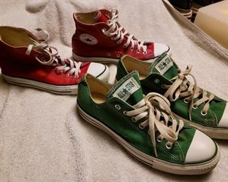 Red leather converse all star size 7.5. Green Converse all star size 9
