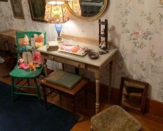 Floral bedroom 
Vanity, bench, stool, 