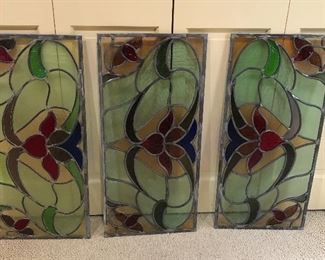 BUY IT NOW! $150 leaded stained glass 3 panels, beautiful! as is with a few cracks