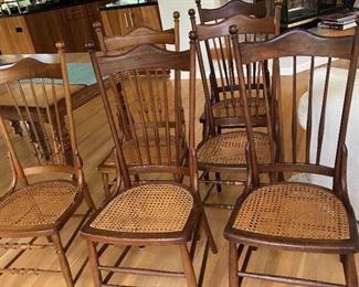 BUY IT NOW! $195 set of 6 coordinating (3 of each style) antique cane seat chairs