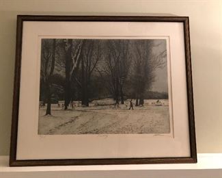 BUY IT NOW! $245 Harold Altman "January" numbered, signed aquatint with COA 32"W x 27"H