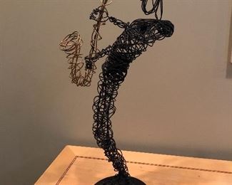 BUY IT NOW! $35 artist signed Saxophone wire art 17"H