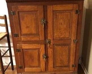 BUY IT NOW! $485 Antique Ice box repurposed as a bar! beautiful patina and original hardware, ready to go in your game room, tv room, bachelor pad  50"H x 37"W x 20.5"D see other photos