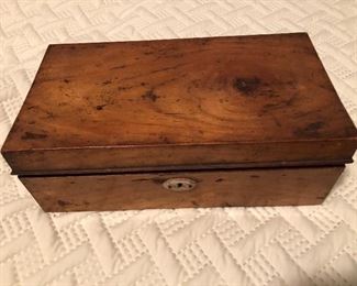 BUY IT NOW! $85 Fine antique wood box with inscription on interior lid from 25 Decbr 1866 measures 11"L x 6"D x 4"H
