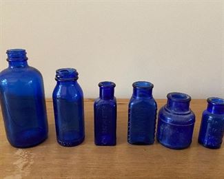 BUY IT NOW! $40 Cobalt vintage glass bottle collection, including Triloids poison