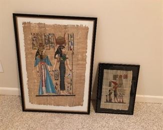 BUY IT NOW! $40 pair framed papyrus Egyptian art