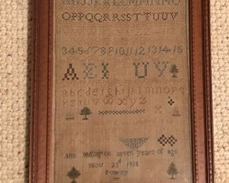 BUY IT NOW! $150 antique primitive sampler signed and dated 1818 - 13"W x 18.5"H