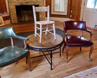 NICE Leather Arm Chairs - Coffee Table & Vintage Child's Chair