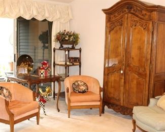 Step into this beautiful condo to see our lovely furniture. The pair of chairs and McKenzie Child items in this picture have sold.