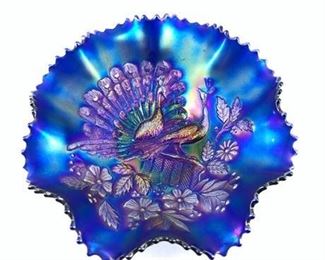 Lot 009
Northwood Peacocks on the Fence Pie Crust Edge Bowl