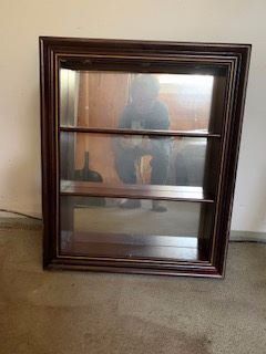 Pair of Display cabinets - glass backed Pair (2) 24” x 20” mirror backed display cabinets, shelves are 2.75” deep