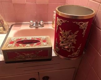 Bath trash can and tissue box